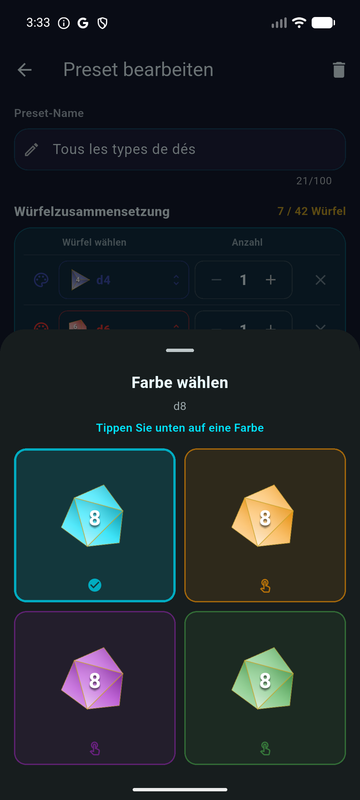 Farbe pro Würfel