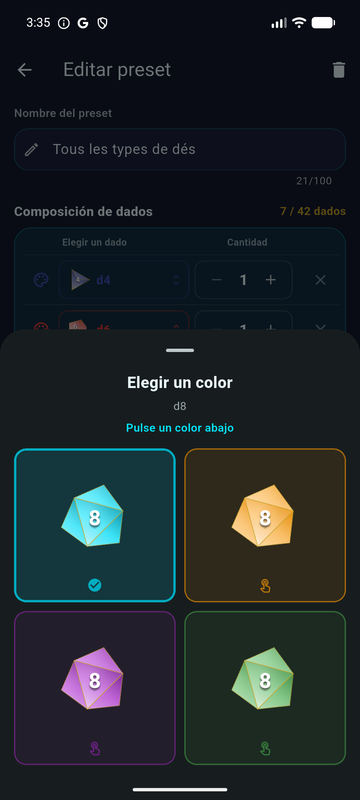 Color por dado