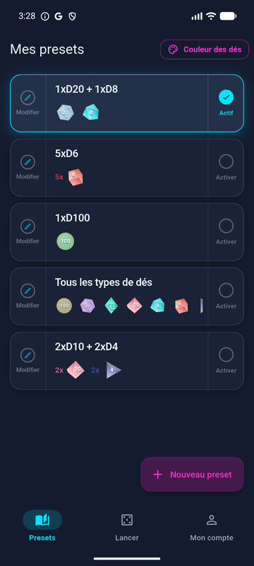 Liste des presets