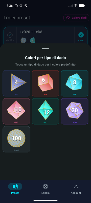 Colori dei dadi